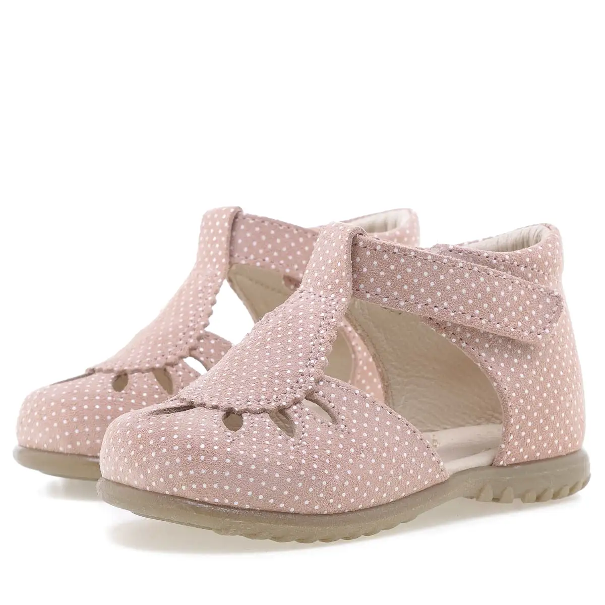 (2436A-10) Emel pink polka dot closed sandal