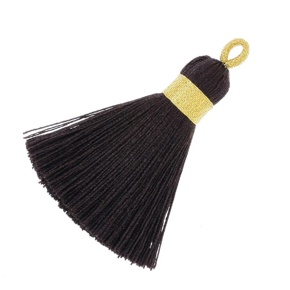 6cm Mini Jewelry Tassel gold ring tassel, Necklace Tassel,Mala Tassels for jewelry making dark brown,6pcs/lot