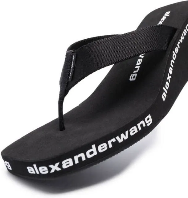 Alexander Wang logo-print wedge flip flops Black