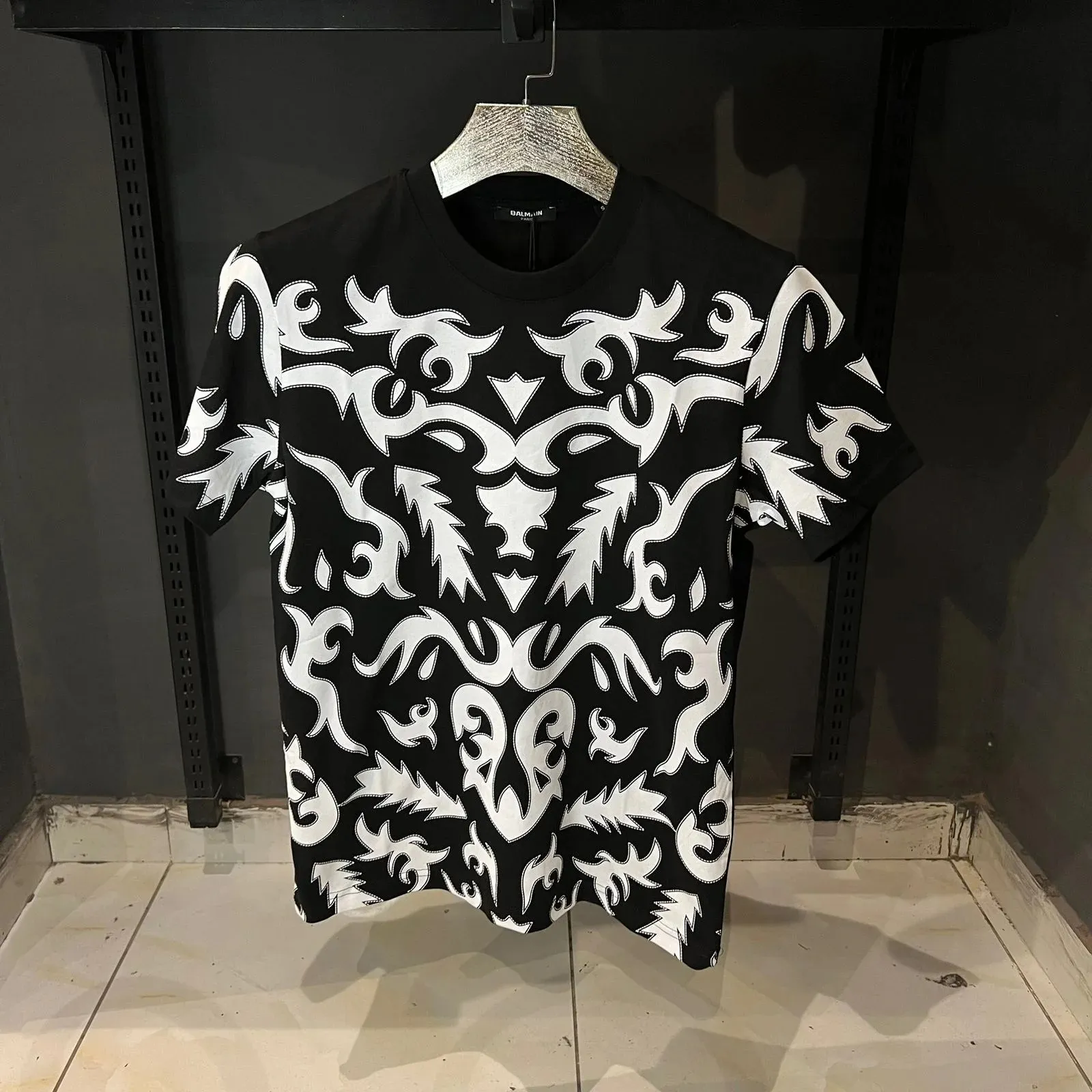 Balmain Oversized T-shirt with laser-cut Baroque print - The Nucleus Clothing