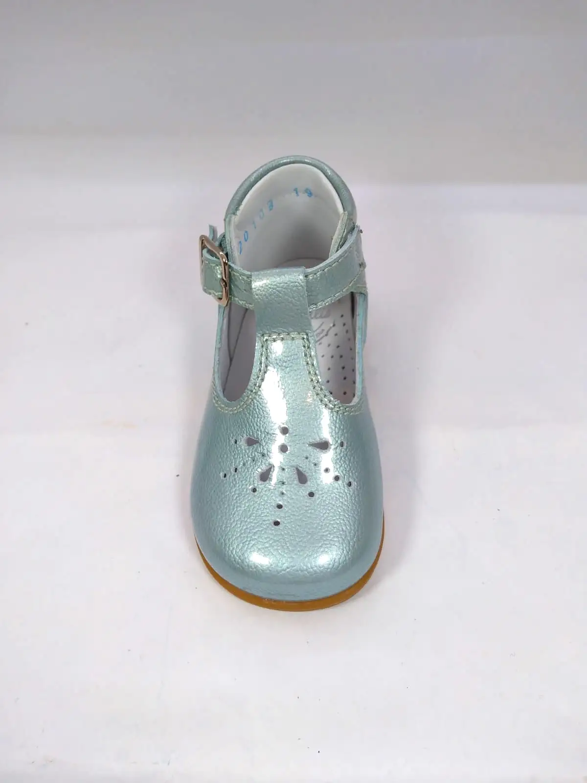 Beberlis Baby Patent Fanny Pale Blue T-Strap shoes