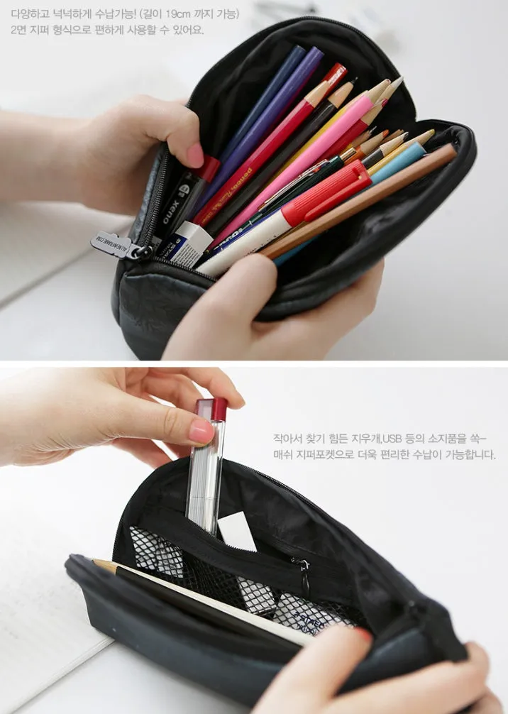 Black Space Planet Graphic Pencil Cases Stationery Zipper School 19cm Office Cosmetics Pouches Artists Designer Prints Gifts Bag