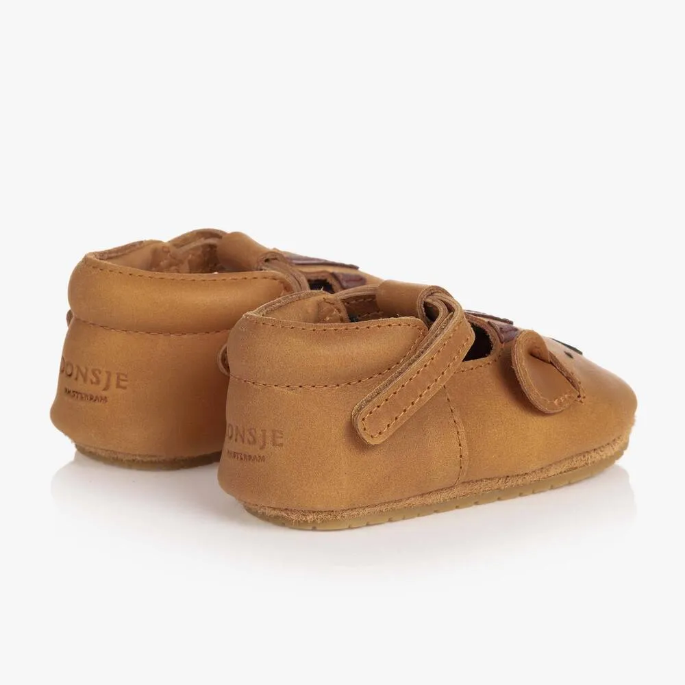 Brown Leather Tiger Baby Shoes