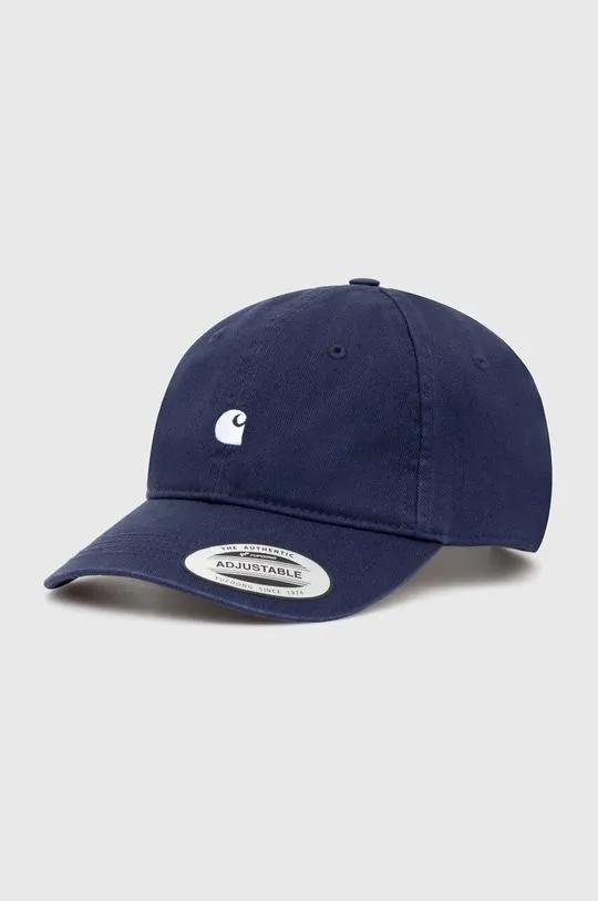 Carhartt WIP cotton baseball cap Madison Logo Cap navy blue color smooth I023750.2AHXX