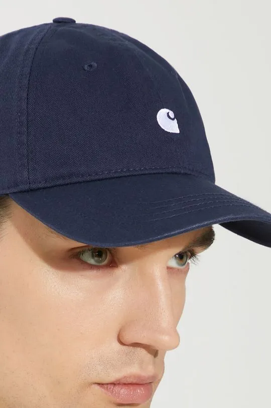 Carhartt WIP cotton baseball cap Madison Logo Cap navy blue color smooth I023750.2AHXX