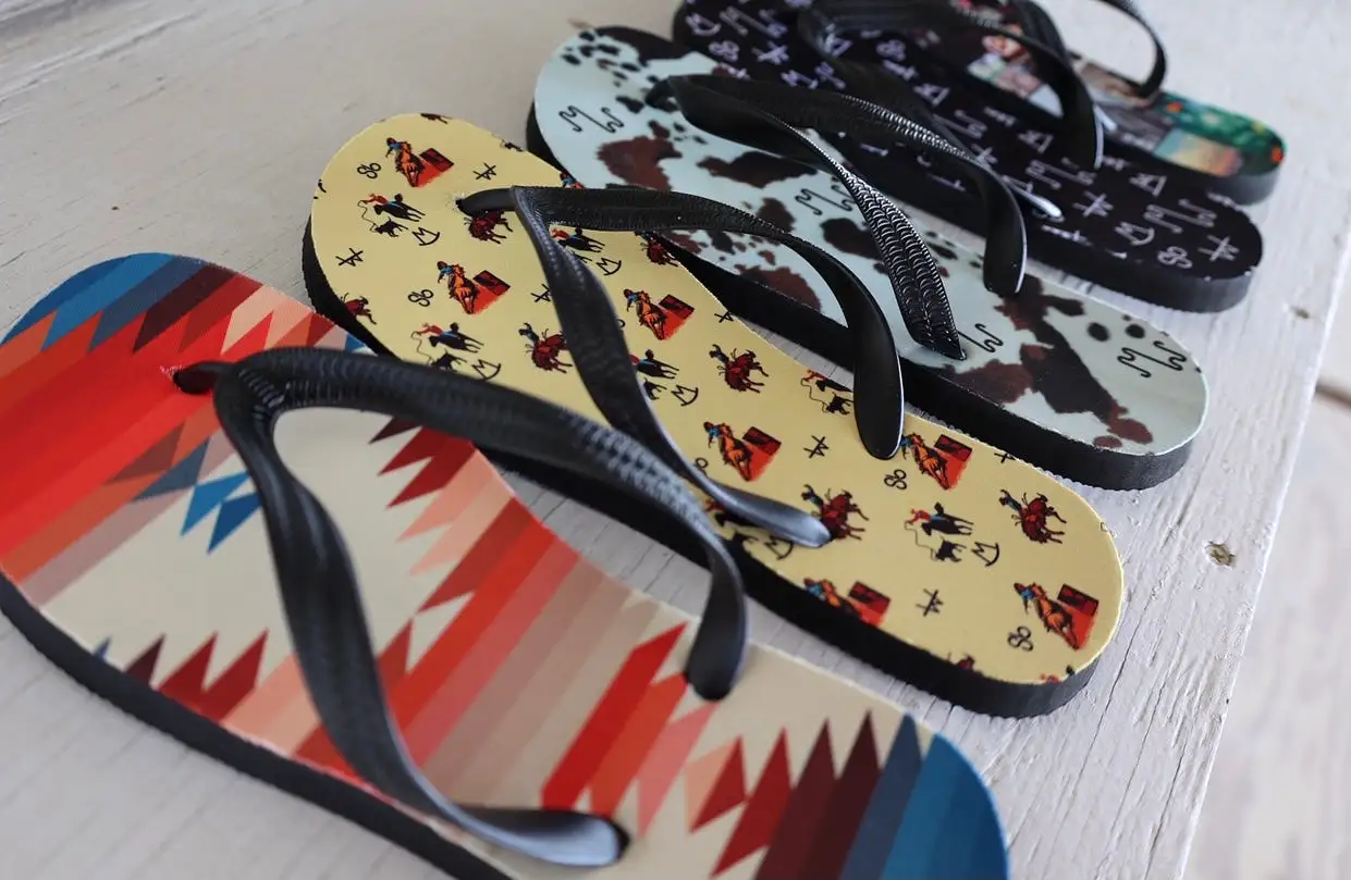 Cowboy Collage Flip Flops