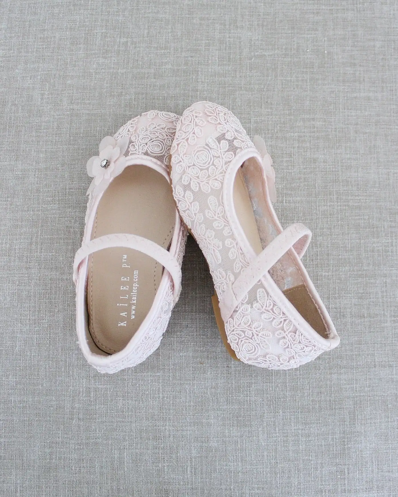 Crochet Lace Mary Jane Flats with Flower Applique