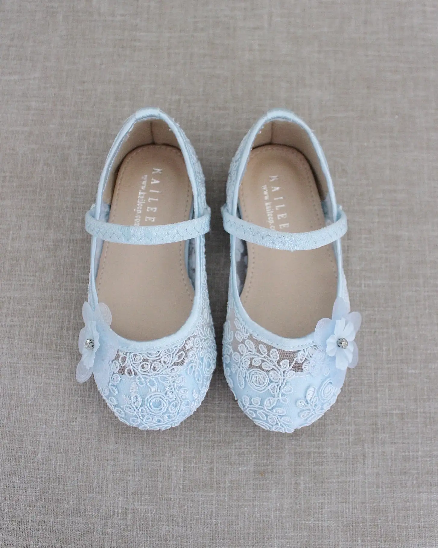 Crochet Lace Mary Jane Flats with Flower Applique