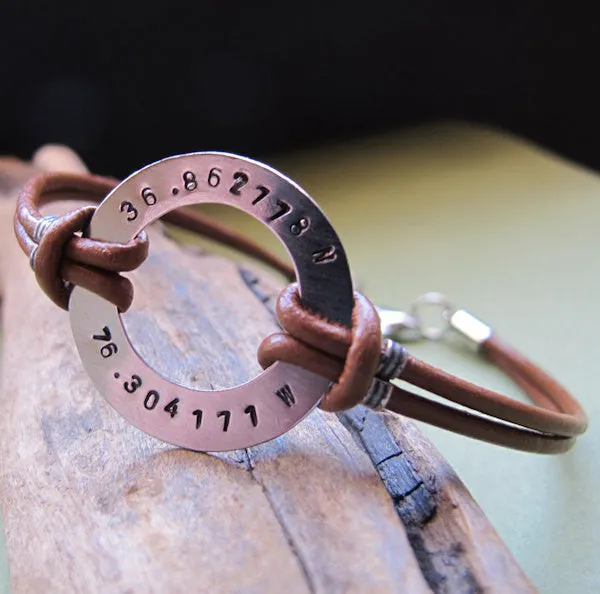 Custom Longitude Latitude Personalized Bracelet for Him