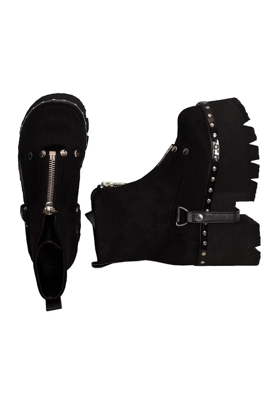 DemoniaCult - Ashes 100 Metal Front Zip Black - Girl Shoes