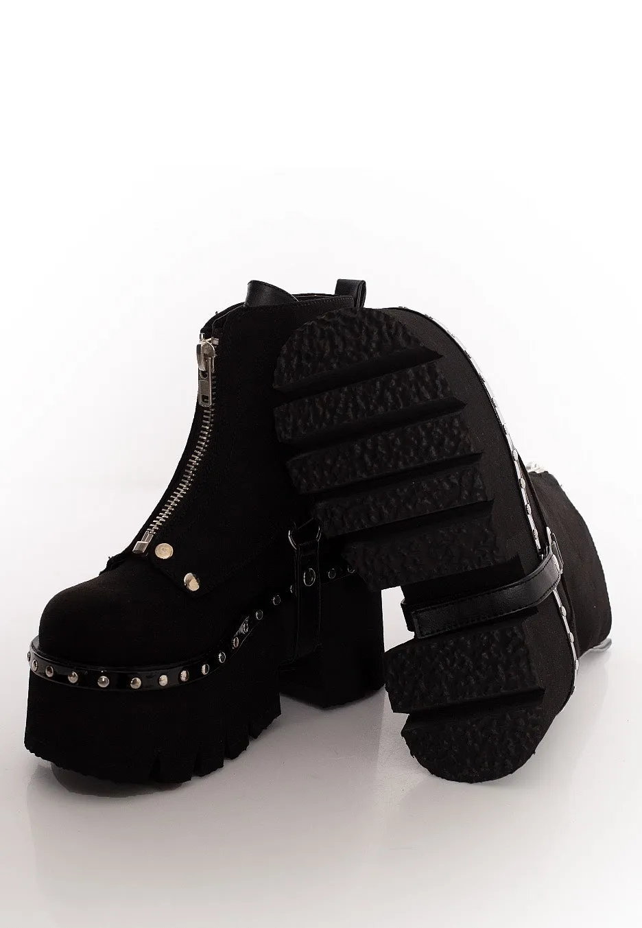 DemoniaCult - Ashes 100 Metal Front Zip Black - Girl Shoes