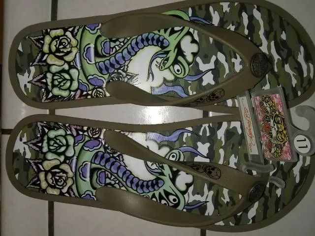 Ed hardy * rare flip flops * vintage but new! w/box w/ tags