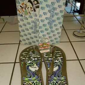 Ed hardy * rare flip flops * vintage but new! w/box w/ tags