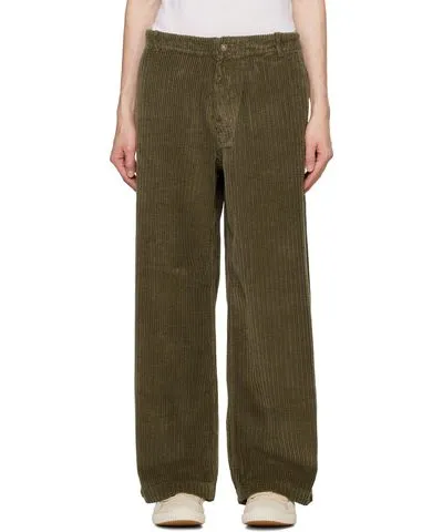 ERL CLOTHING Khaki Corduroy Drawstring Trousers