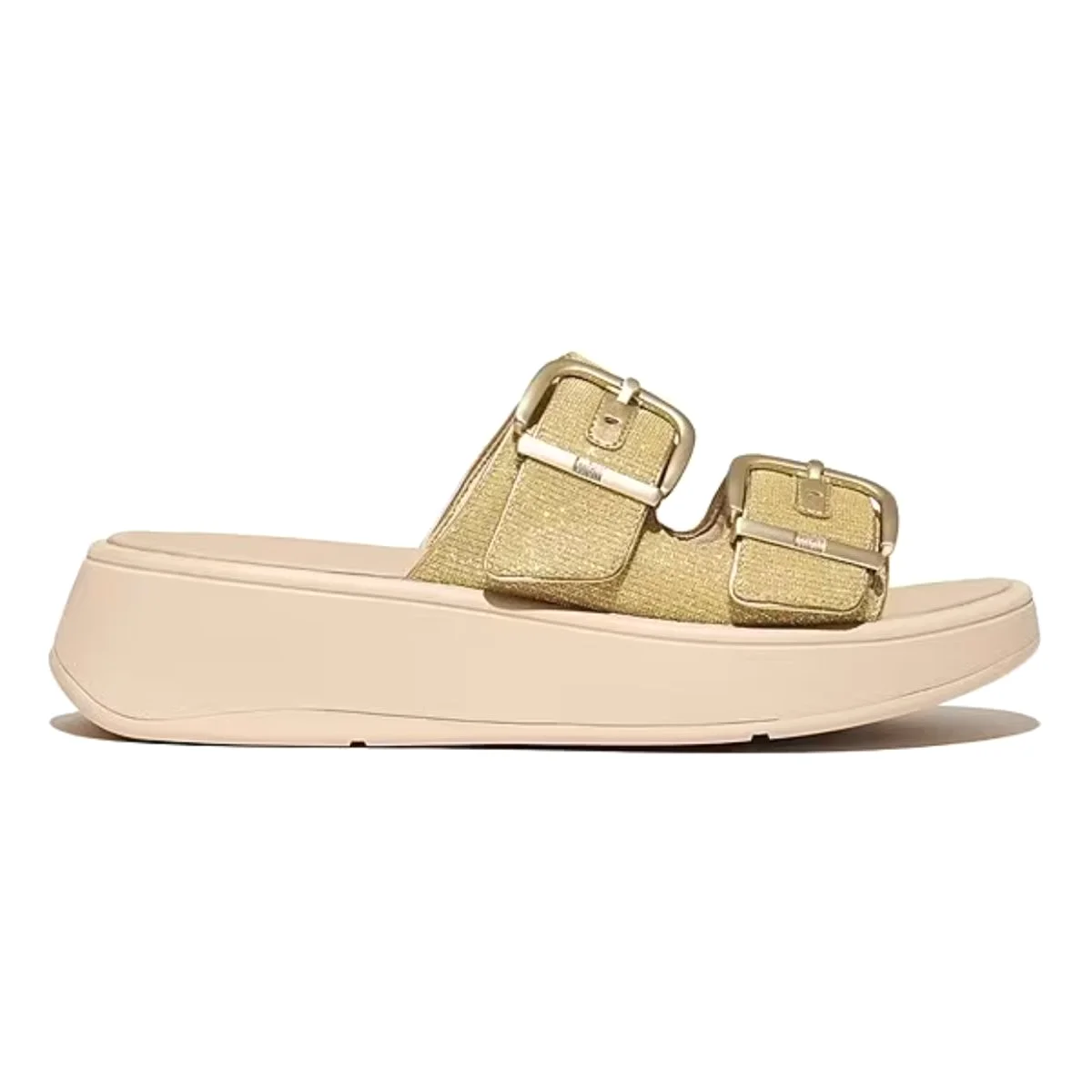 FitFlop Women's F-Mode Buckle Shimmer Platino