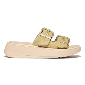 FitFlop Women's F-Mode Buckle Shimmer Platino