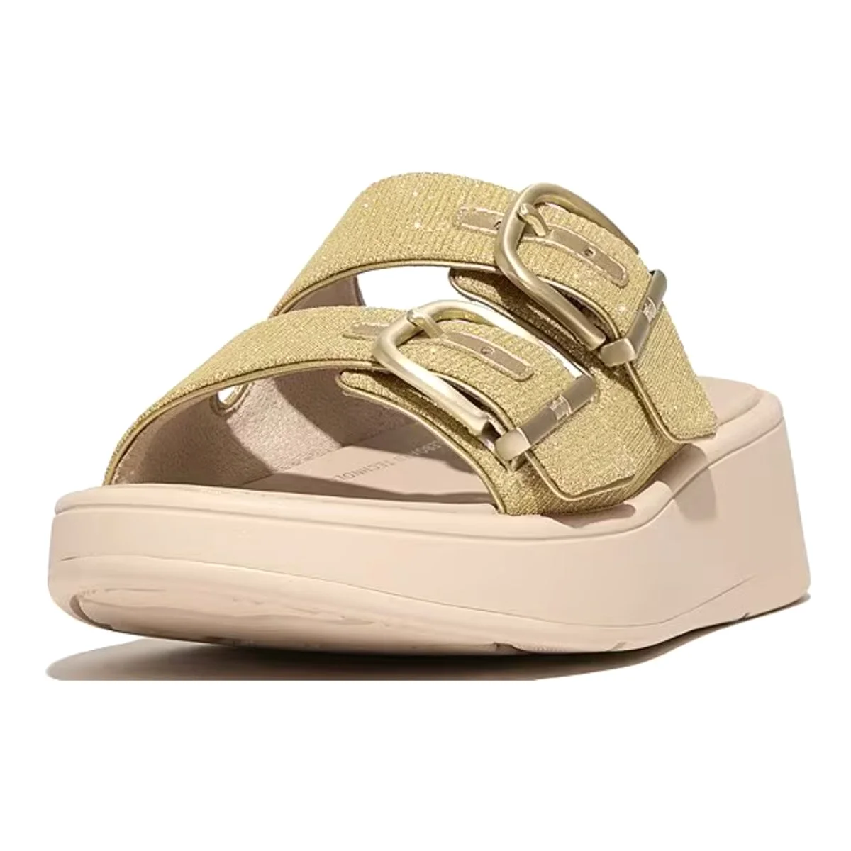 FitFlop Women's F-Mode Buckle Shimmer Platino