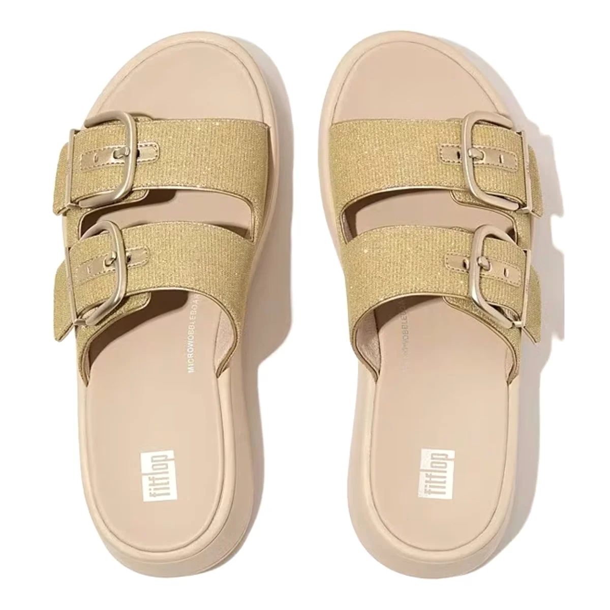 FitFlop Women's F-Mode Buckle Shimmer Platino