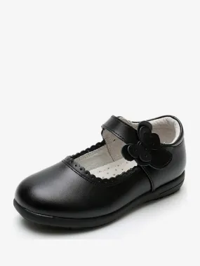 Flower Girl Shoes Black Cowhide Bows Party Shoes For Kids