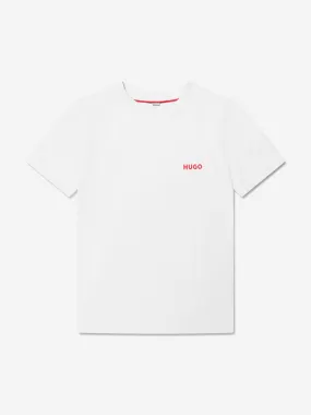 Hugo - Boys Organic Cotton Logo Print T-Shirt in White | Childsplay Clothing