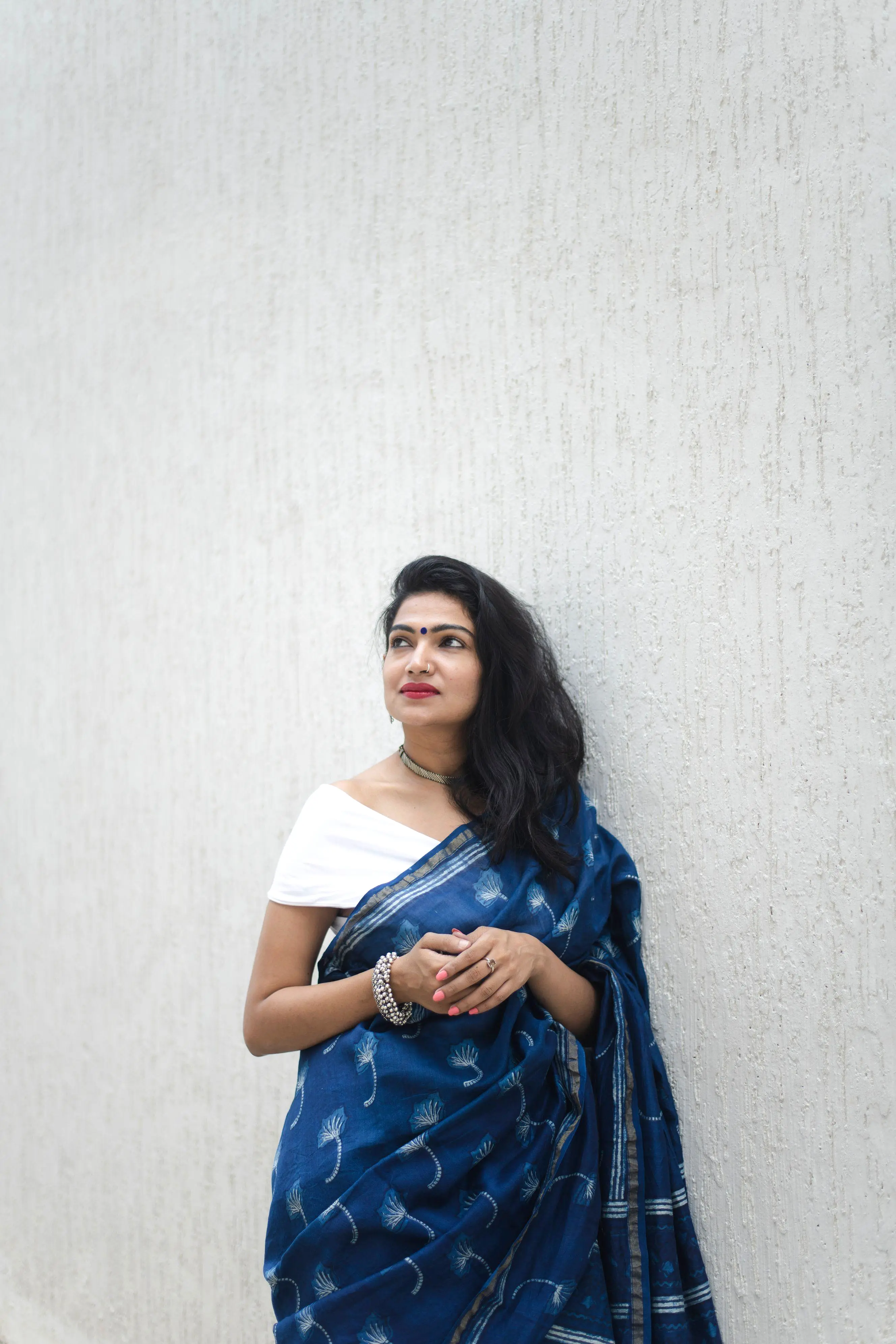 Kaisori Akola print Indigo saree