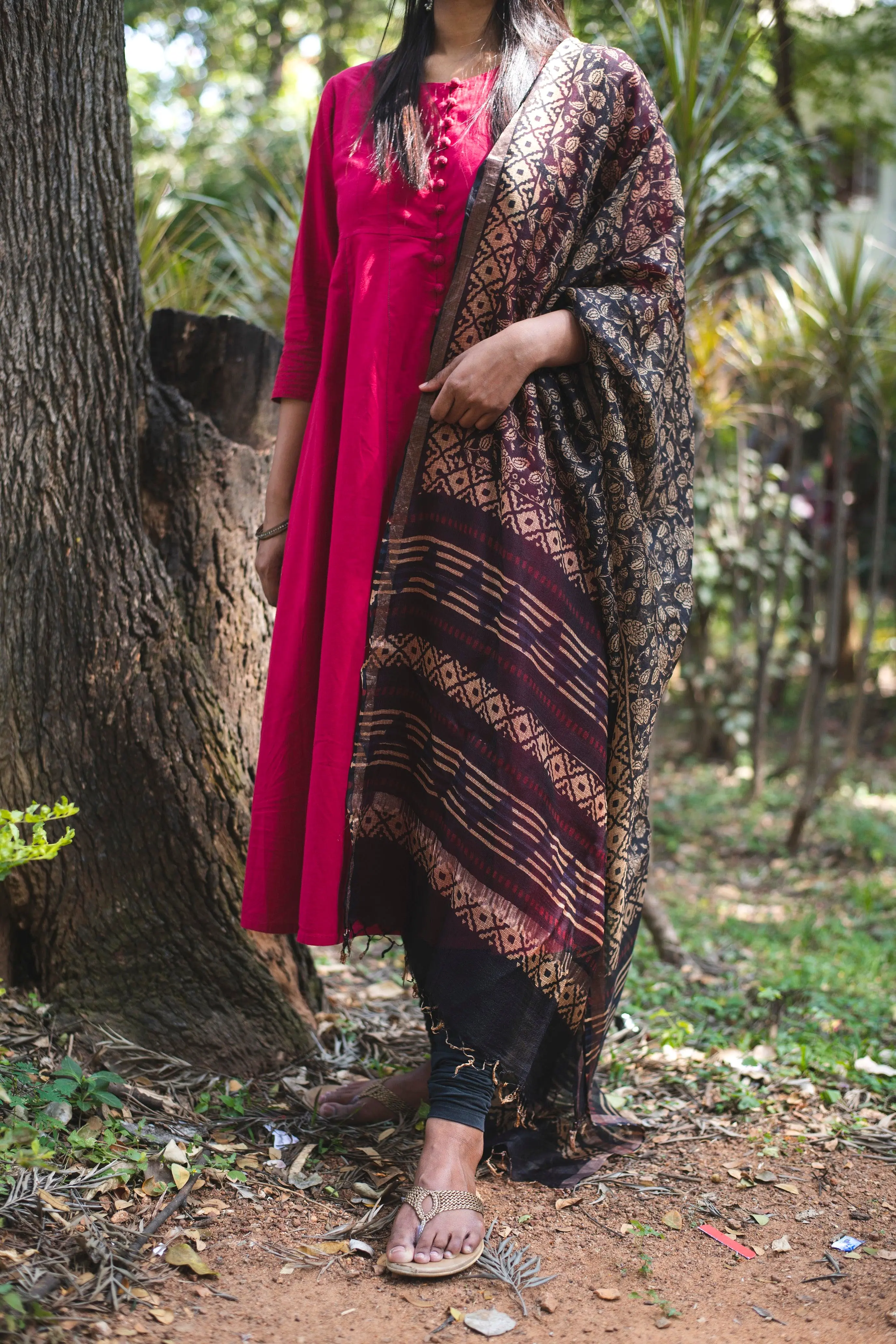 Kaisori Bagru print - Silk dupatta