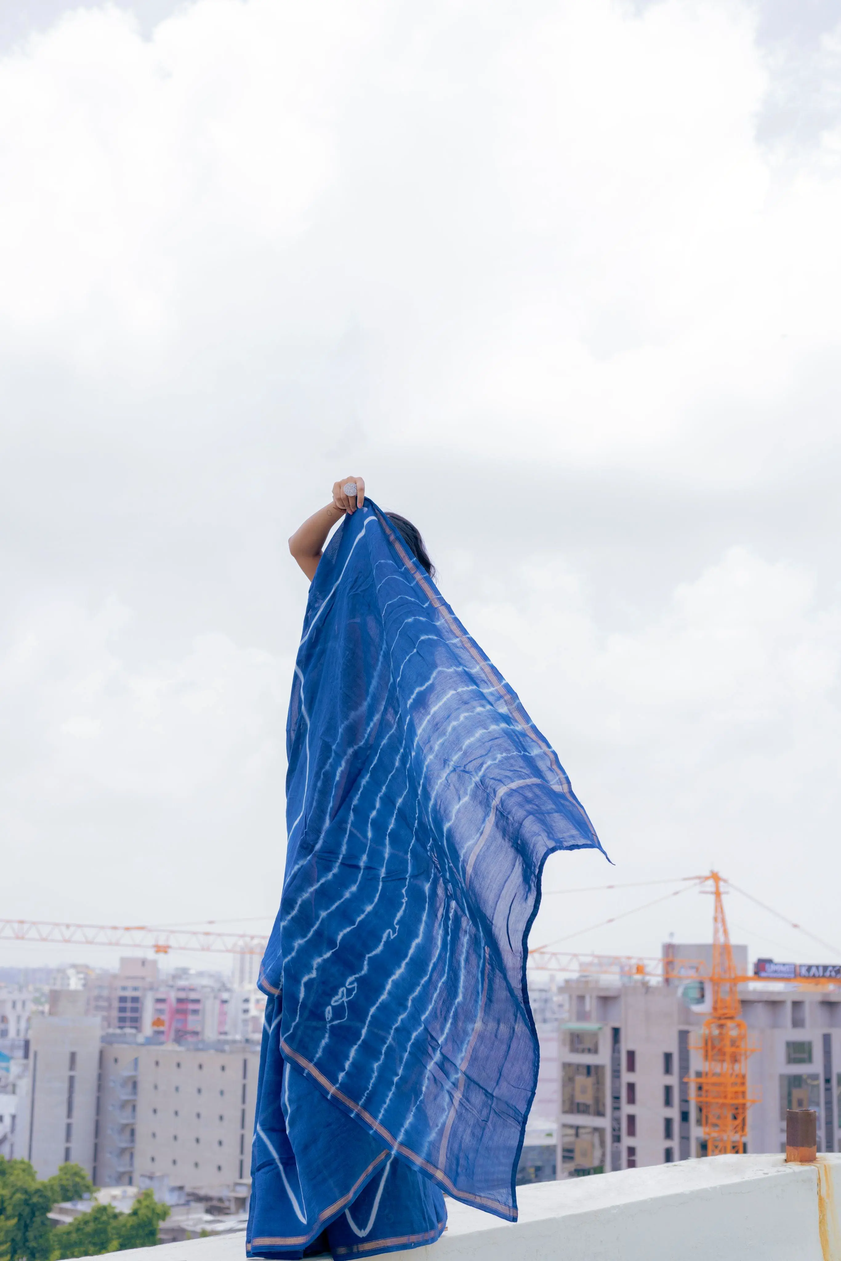 Kaisori Malhar - Dabu Pharad Clamp Indigo Dabu Silk Cotton saree 001