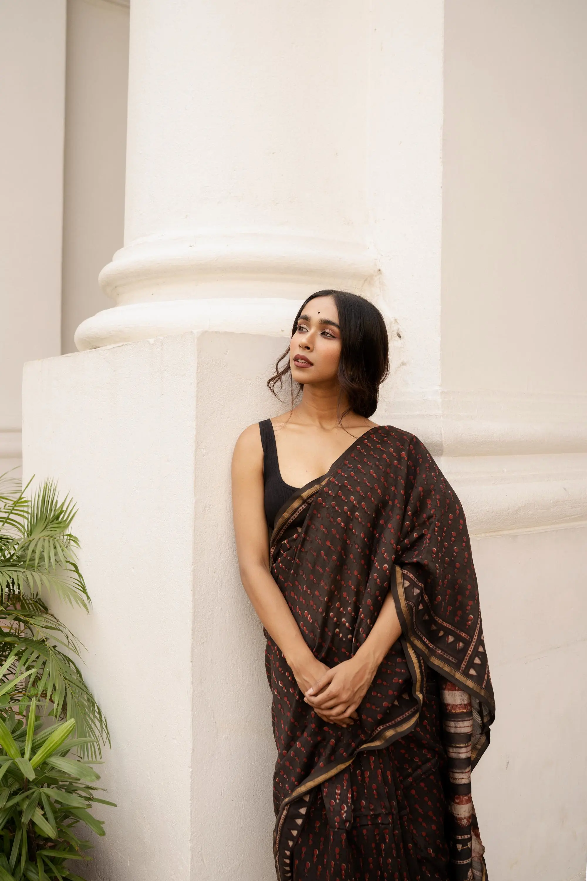 Kaisori Malhar - Dabu Pharad Kashish handblockprinted Silk Cotton saree