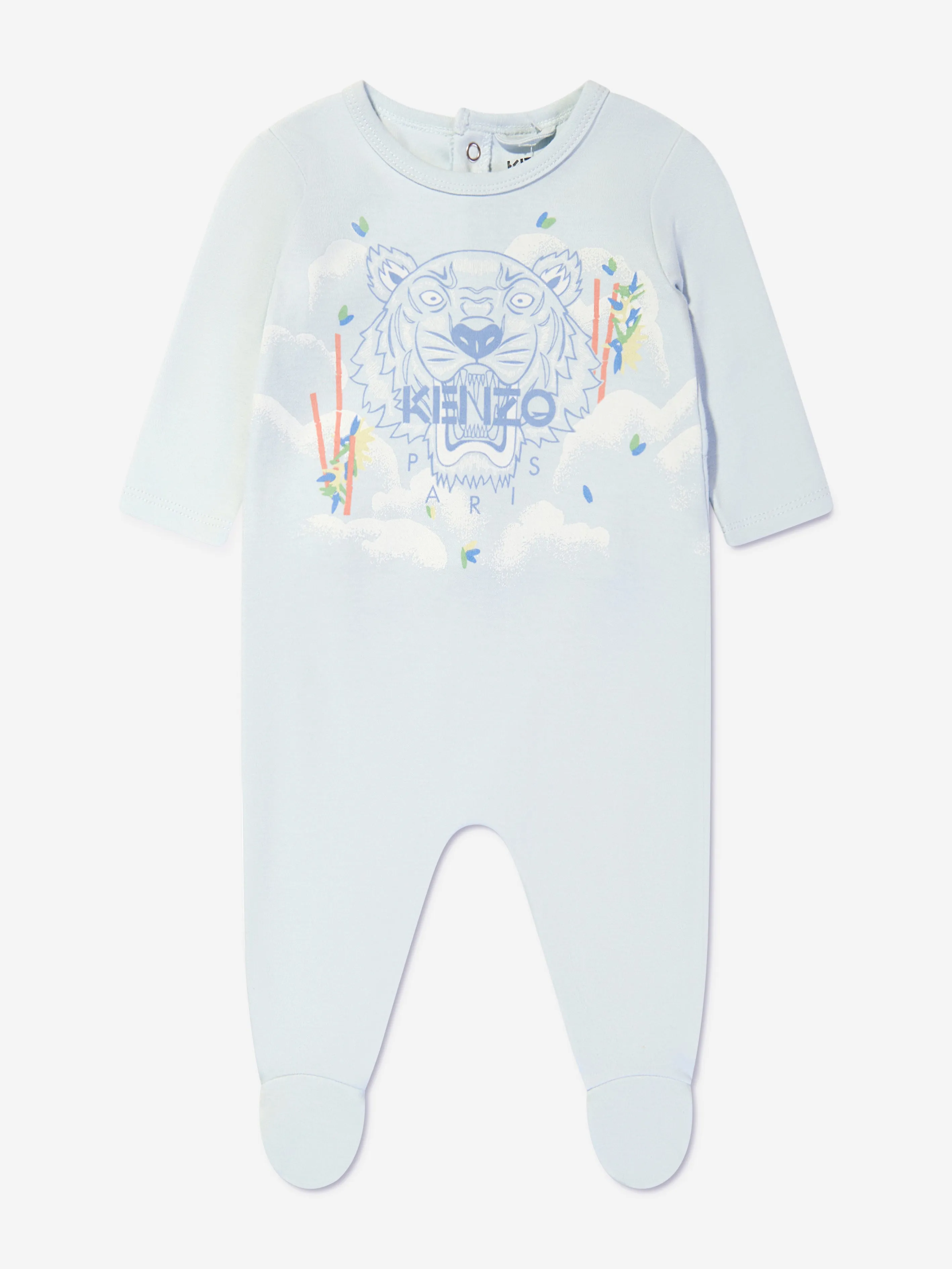 KENZO KIDS - Baby Boys Organic Cotton Tiger Babygrow in Blue | Childsplay Clothing