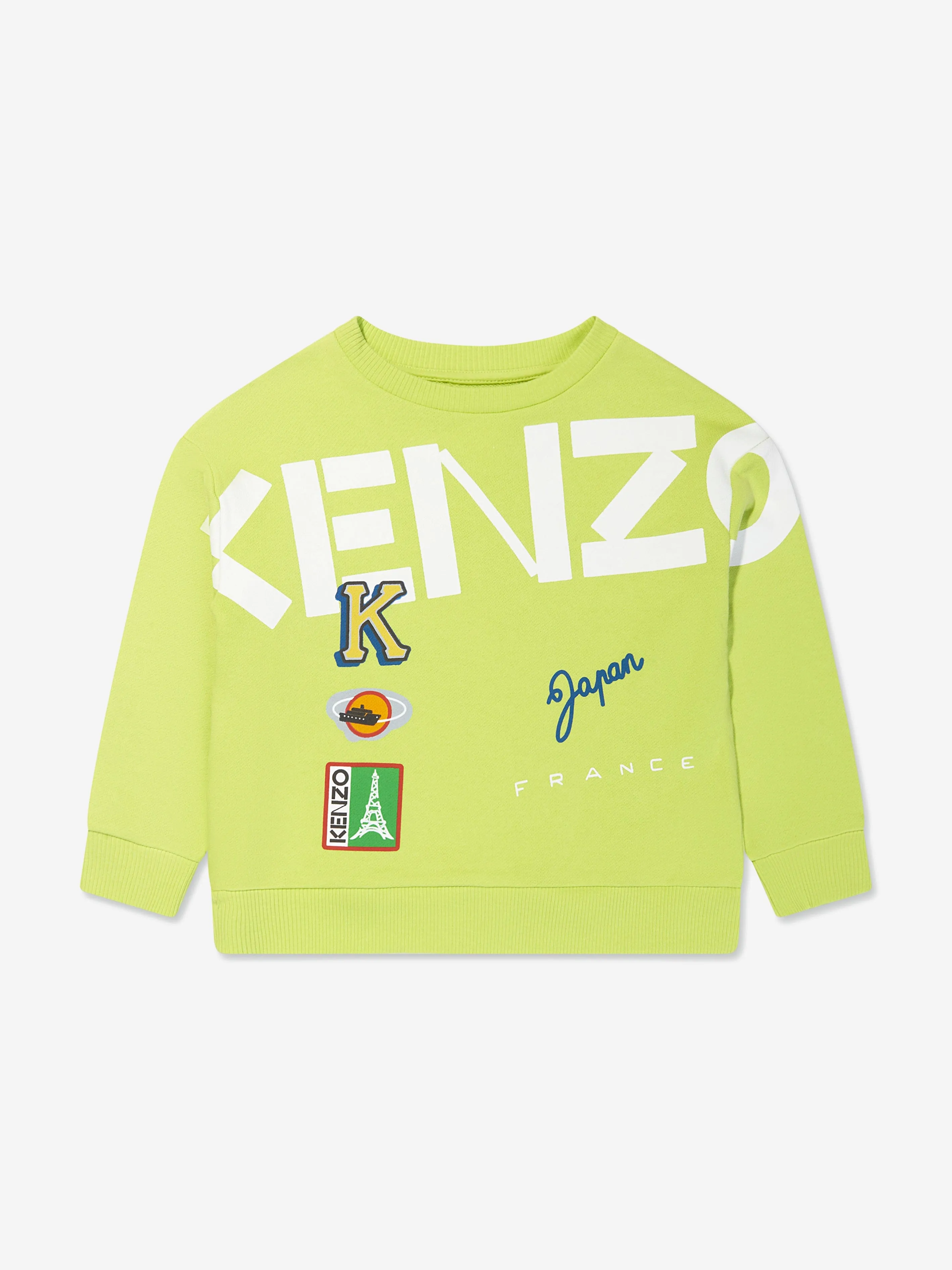 KENZO KIDS - Boys Logo Sweatshirt in Lime | Childsplay Clothing