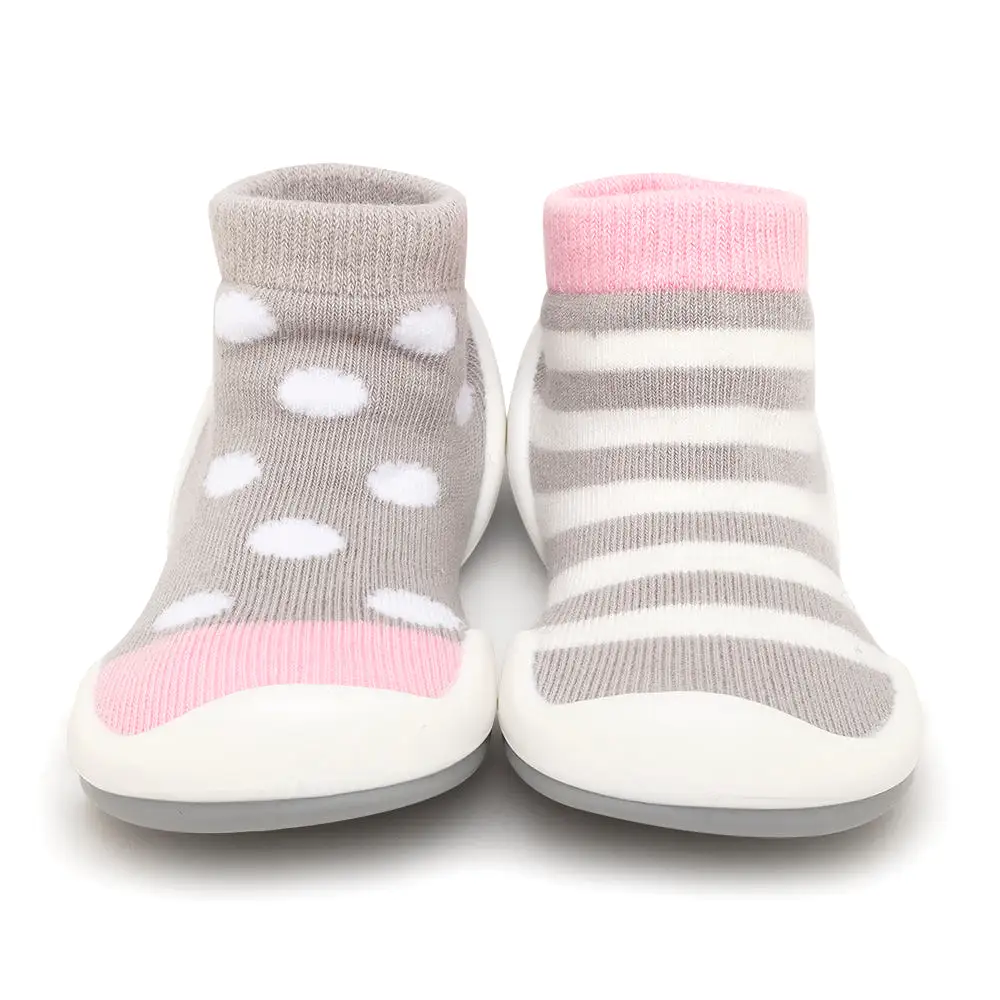 Komuello Baby Shoes - Dots & Stripes - Pink