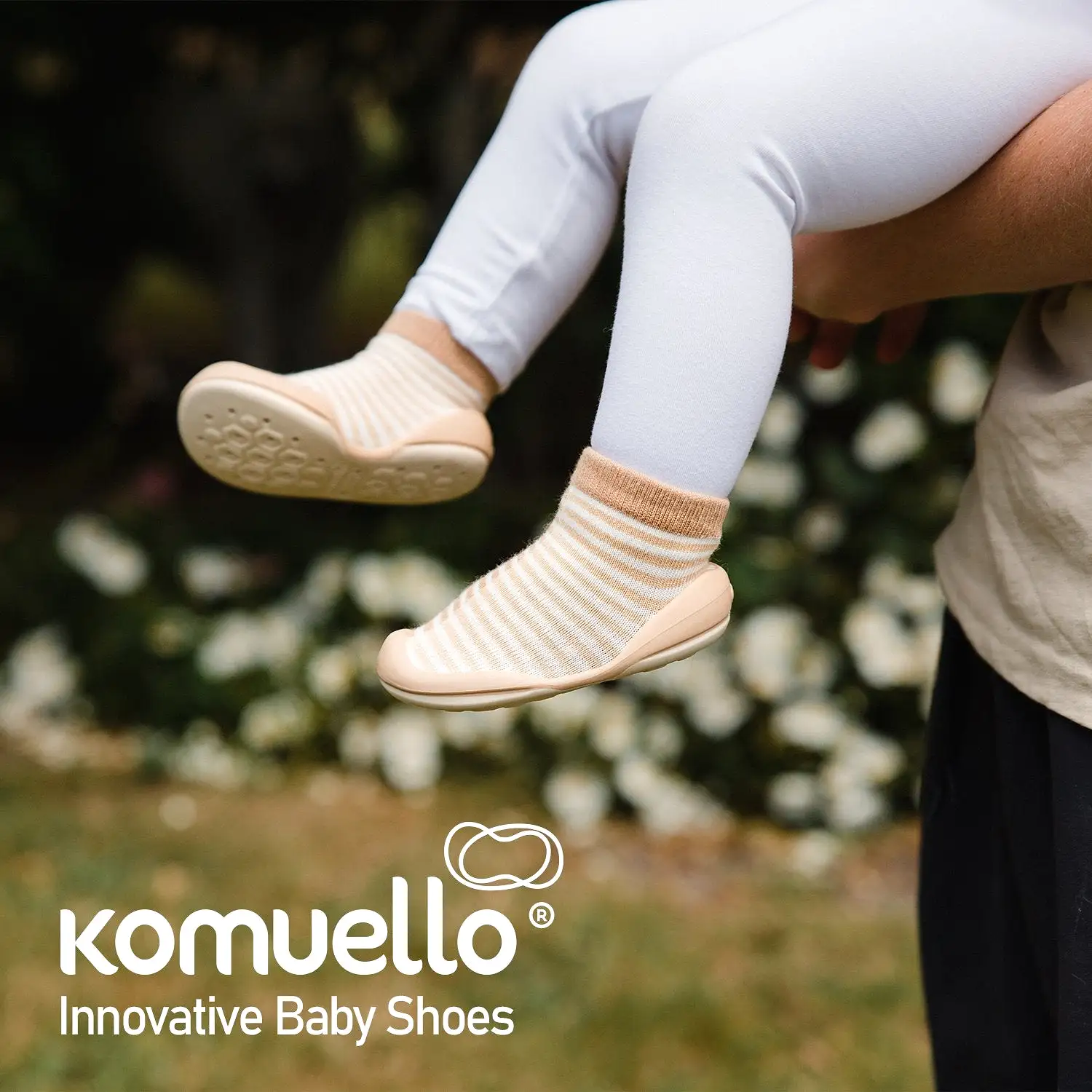 Komuello Baby Shoes - Half Stripe - Tan