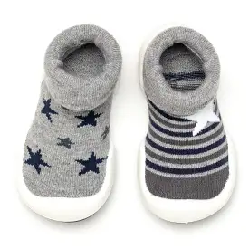 Komuello Baby Shoes - Stars & Stripes - Grey