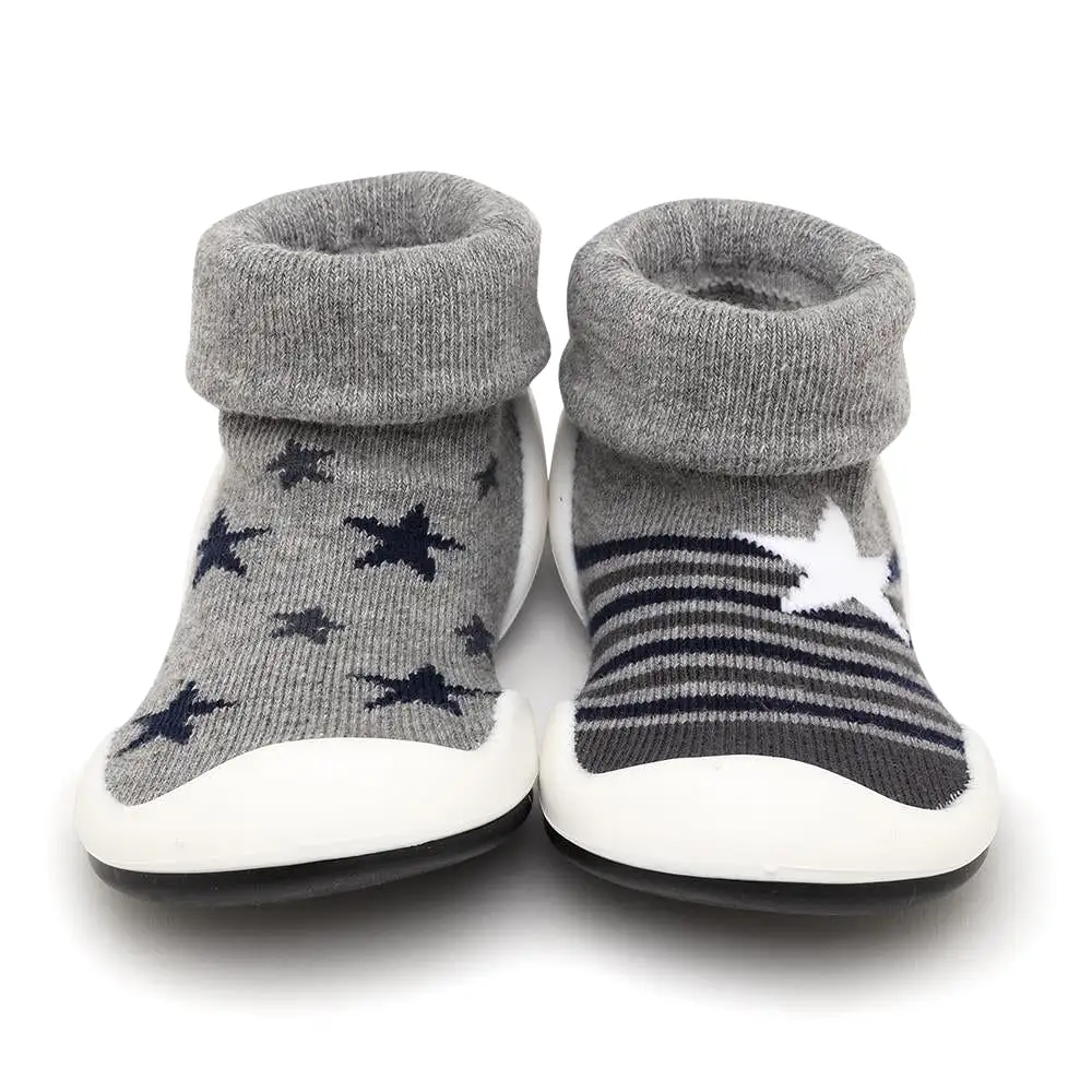 Komuello Baby Shoes - Stars & Stripes - Grey