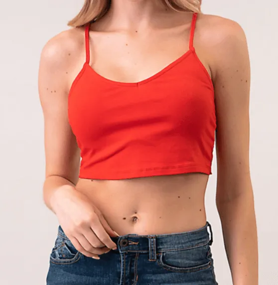 Laced Back Crop Cami Top - Red