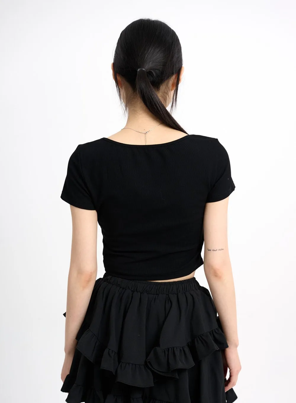 Laced Square Neck Short Sleeve CM415