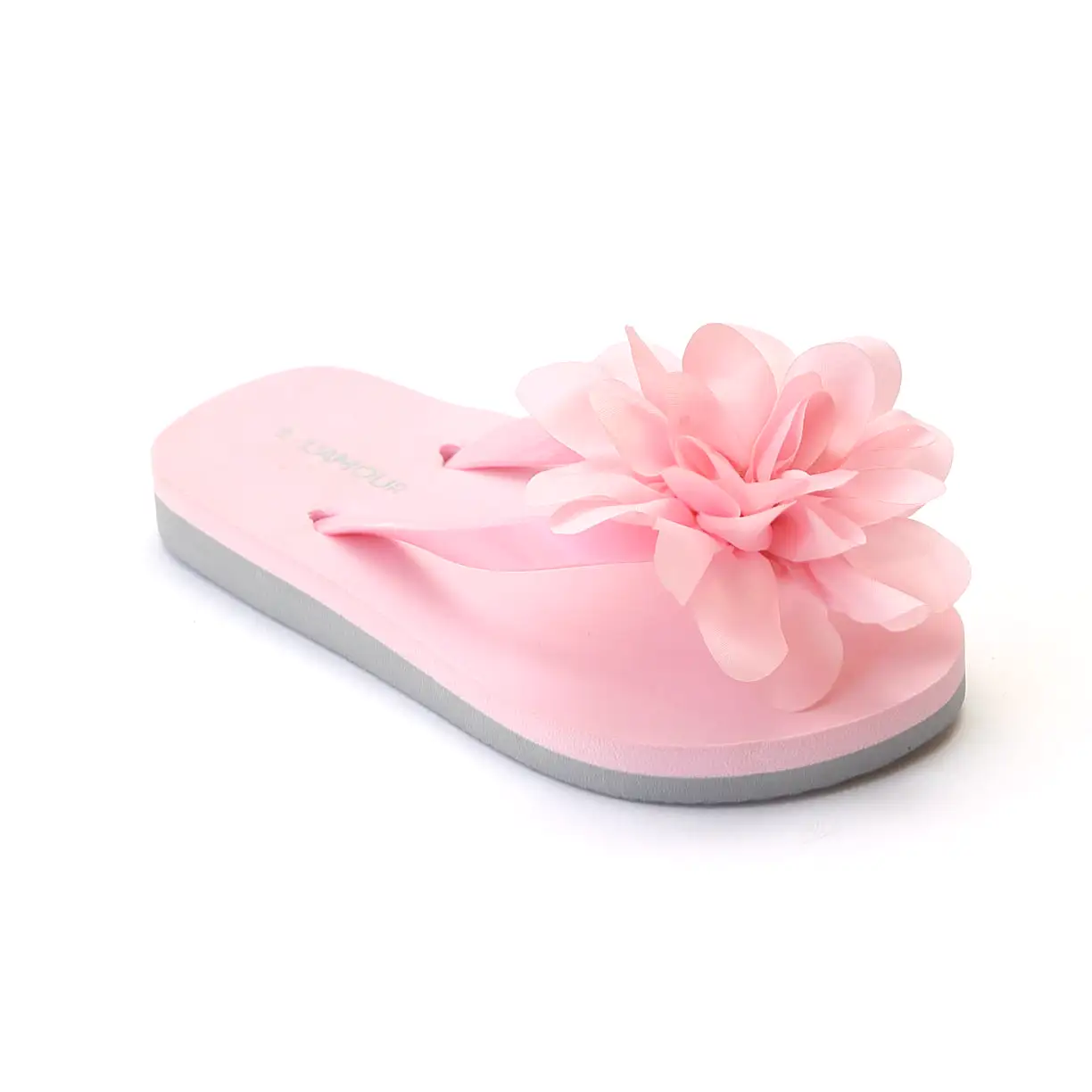 L'Amour Girls Organza Flower Flip Flops