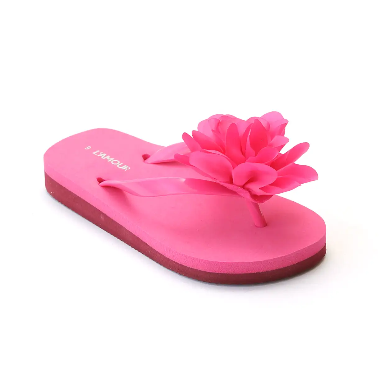 L'Amour Girls Organza Flower Flip Flops