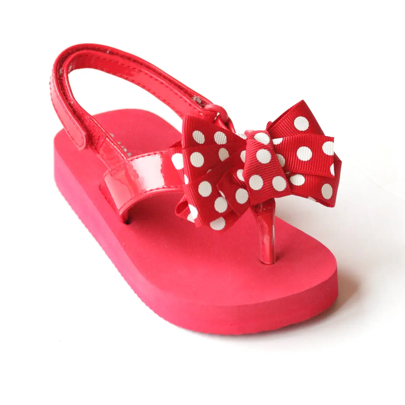 L'Amour Girls Polka Dot Bow Flip Flops