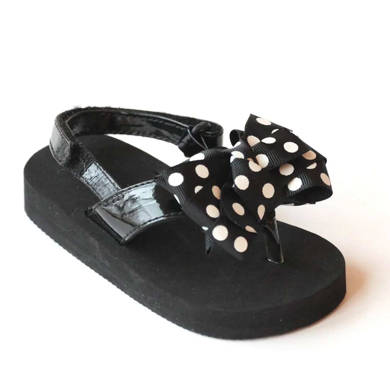 L'Amour Girls Polka Dot Bow Flip Flops