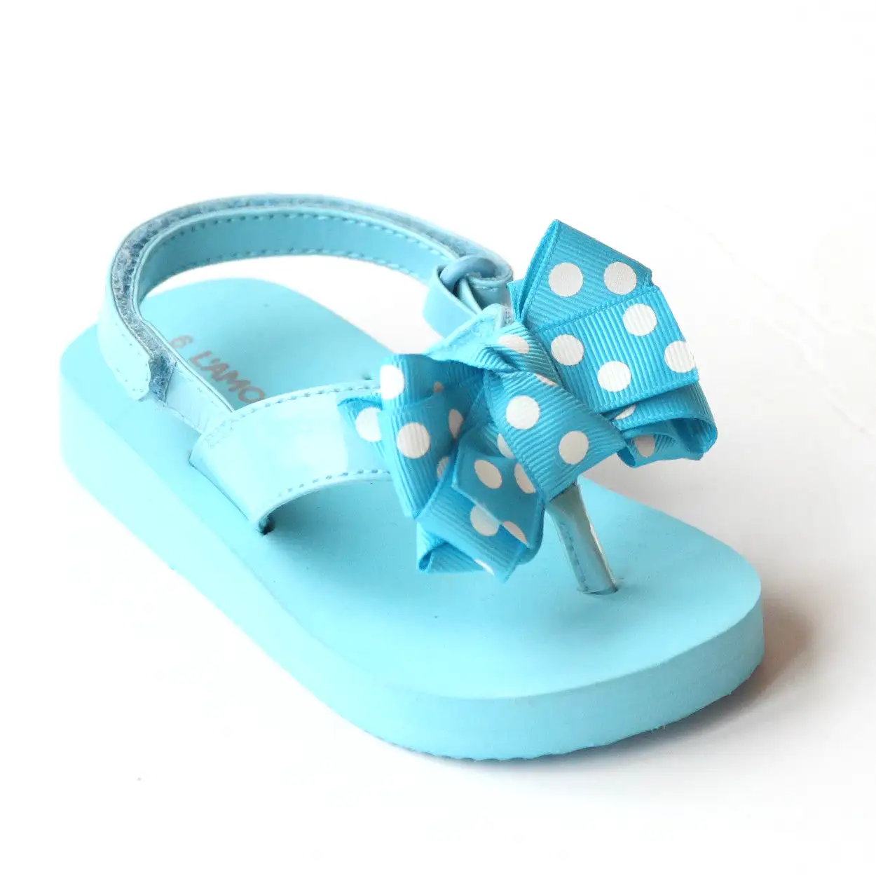 L'Amour Girls Polka Dot Bow Flip Flops