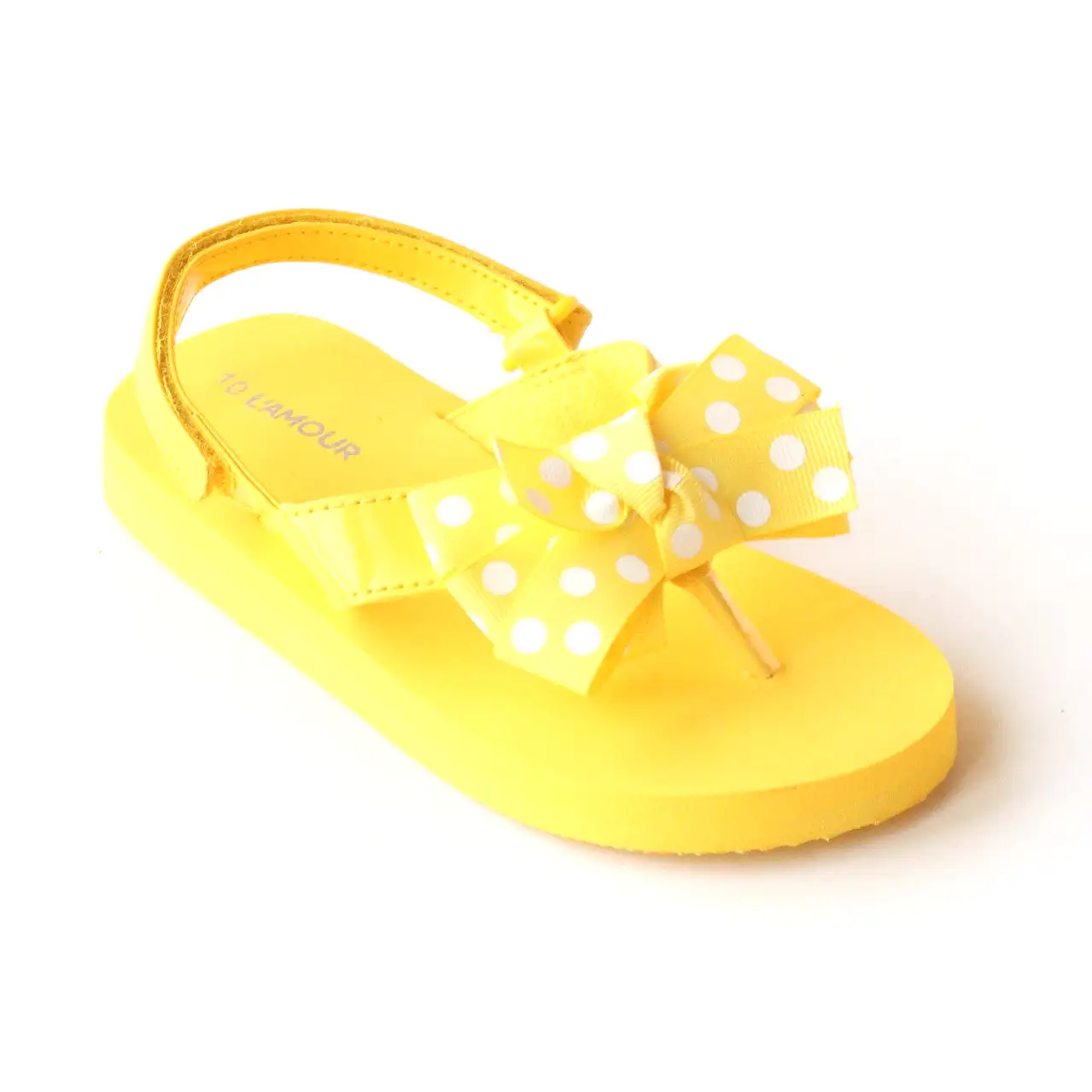 L'Amour Girls Polka Dot Bow Flip Flops