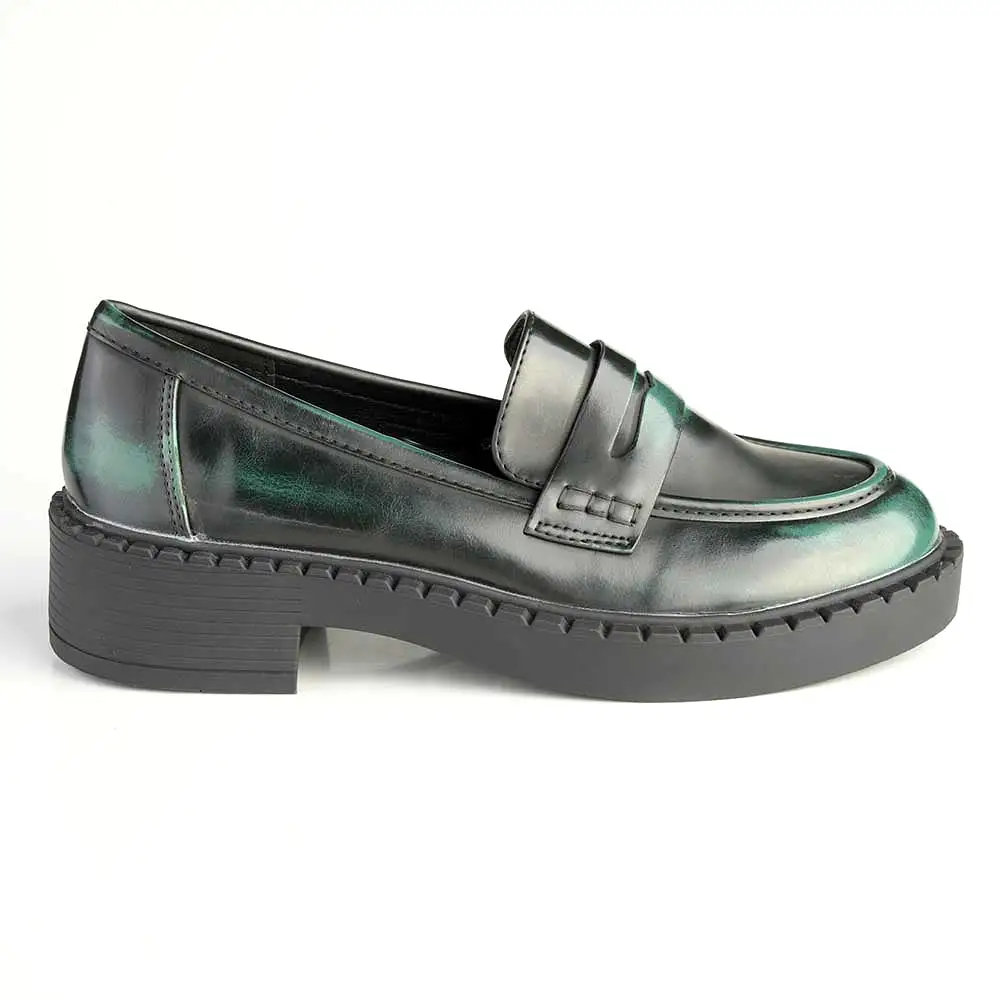 Madison Pia Slip On Brogue - Emerald Green