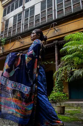 Matsya - Narmada Batik Maheswari saree