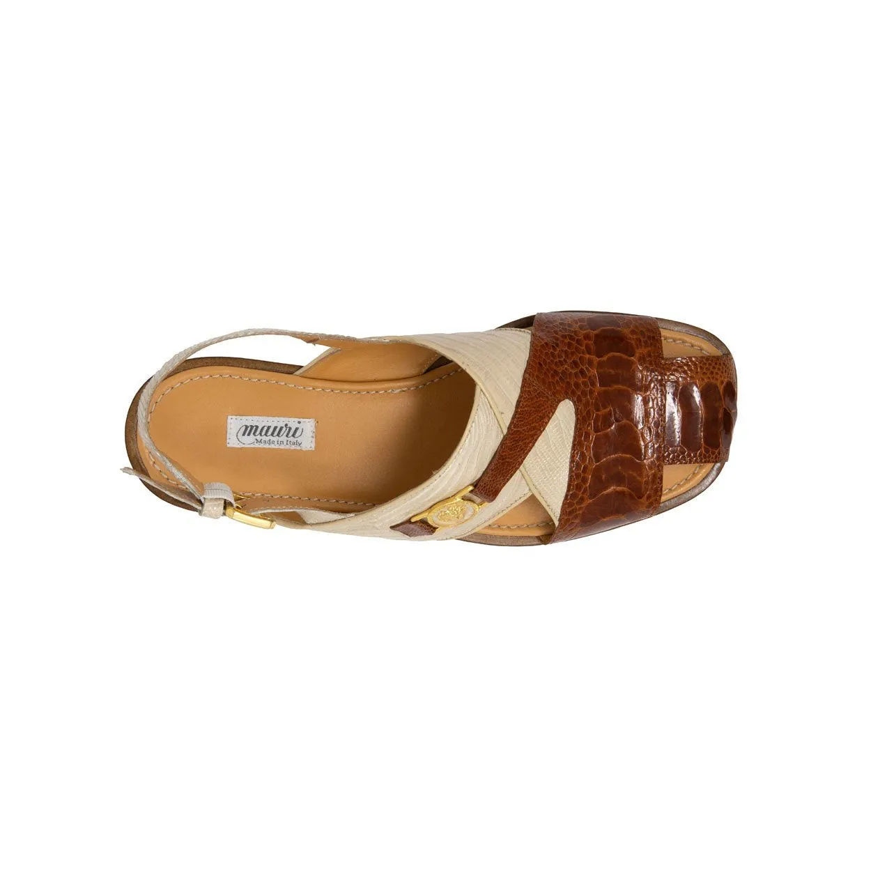 Mauri 5076 Romano Sandals Men's Designer Shoes Gold Exotic Teju Lizard / Ostrich Leg (MA5115)