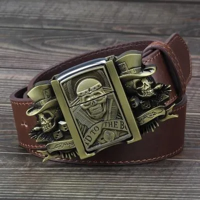 Men's Belt with Kerosene Lighter and Metal Punk Rock Style Eagle Buckle