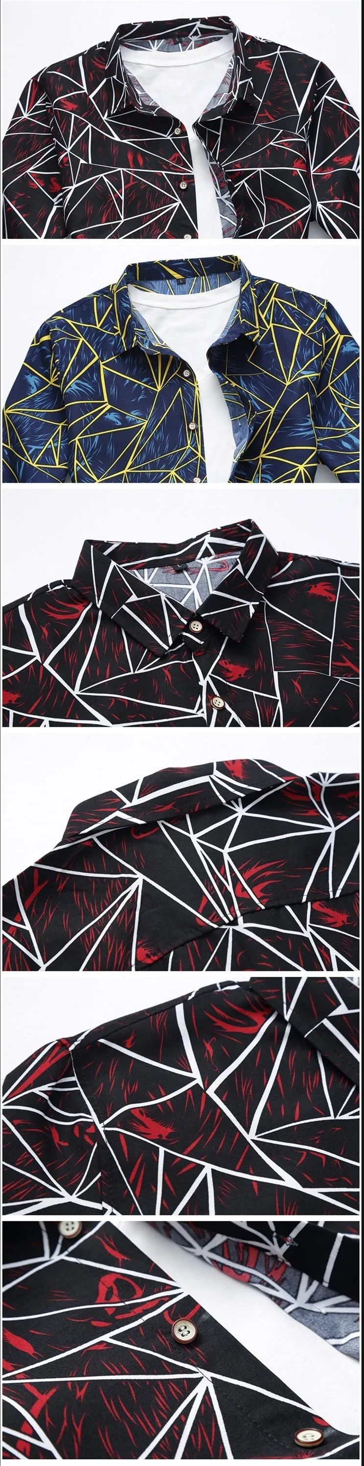 Men's Casual Style Flower Printed Single Breasted Long Sleeve Shirt