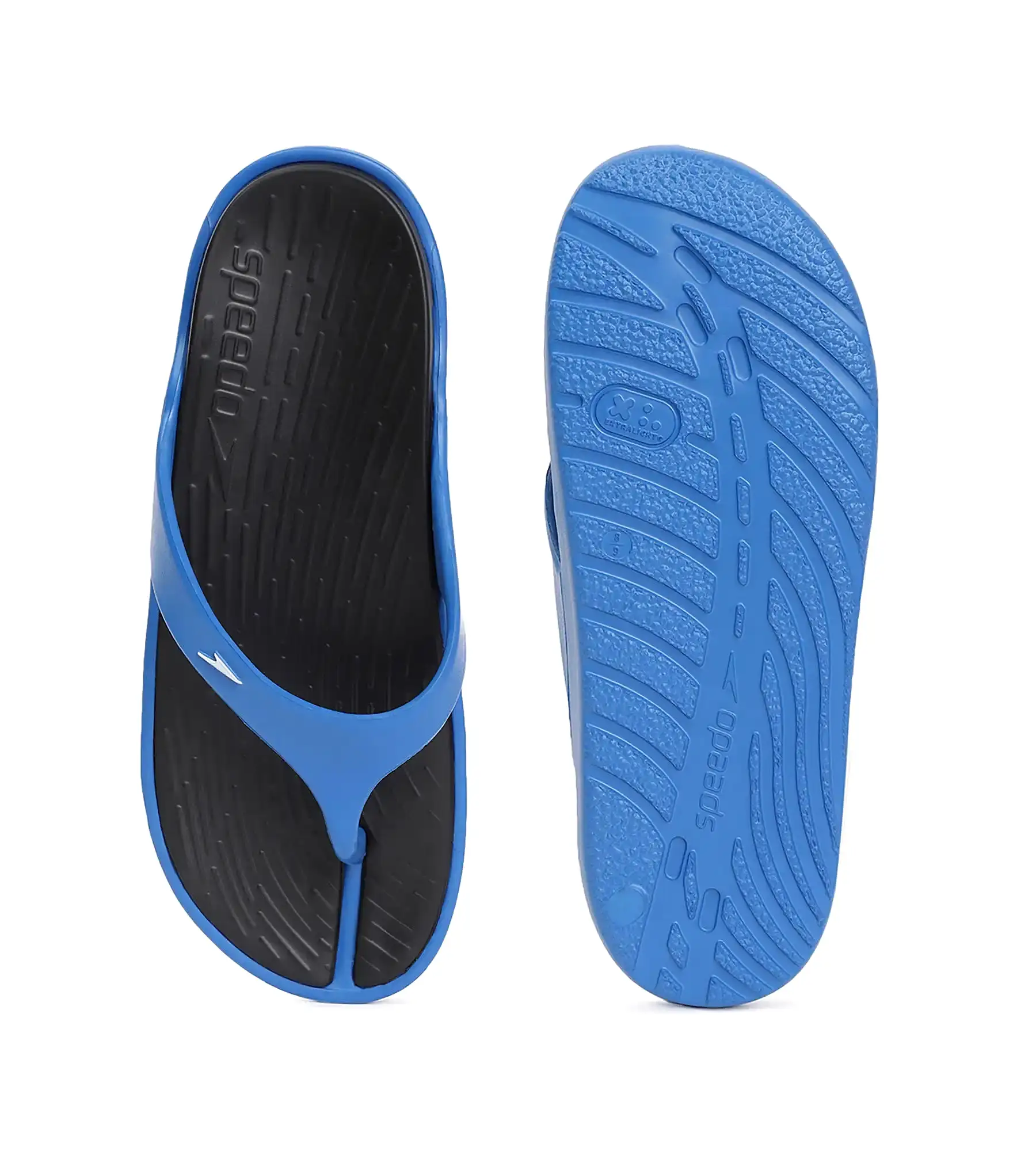 Men's Dual Colour Flip Flops -  Black & Blue Flame