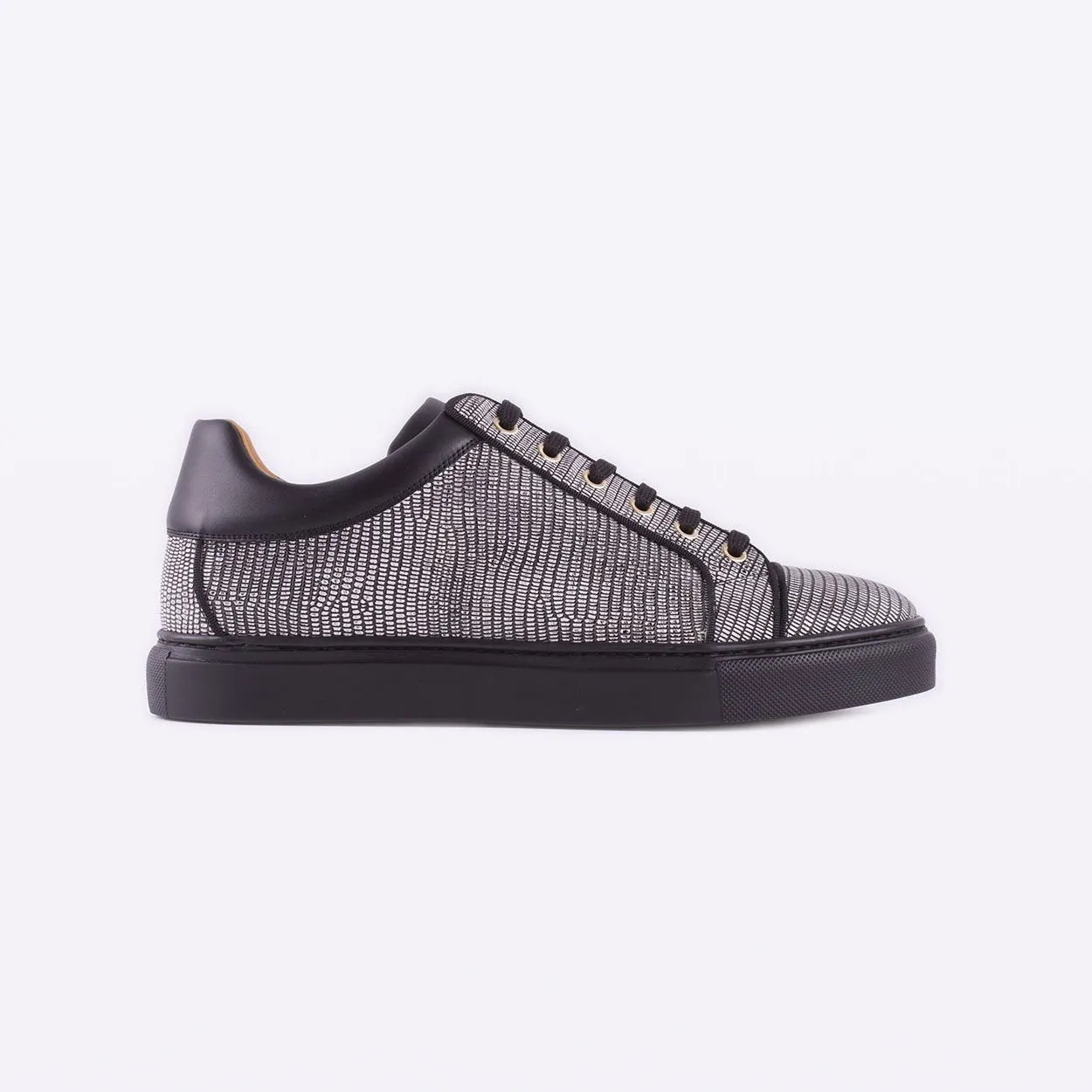 Mister 39594 Grocin Men's Shoes Gray Lizard Print / Calf-Skin Leather Casual Sneakers (MIS1025)