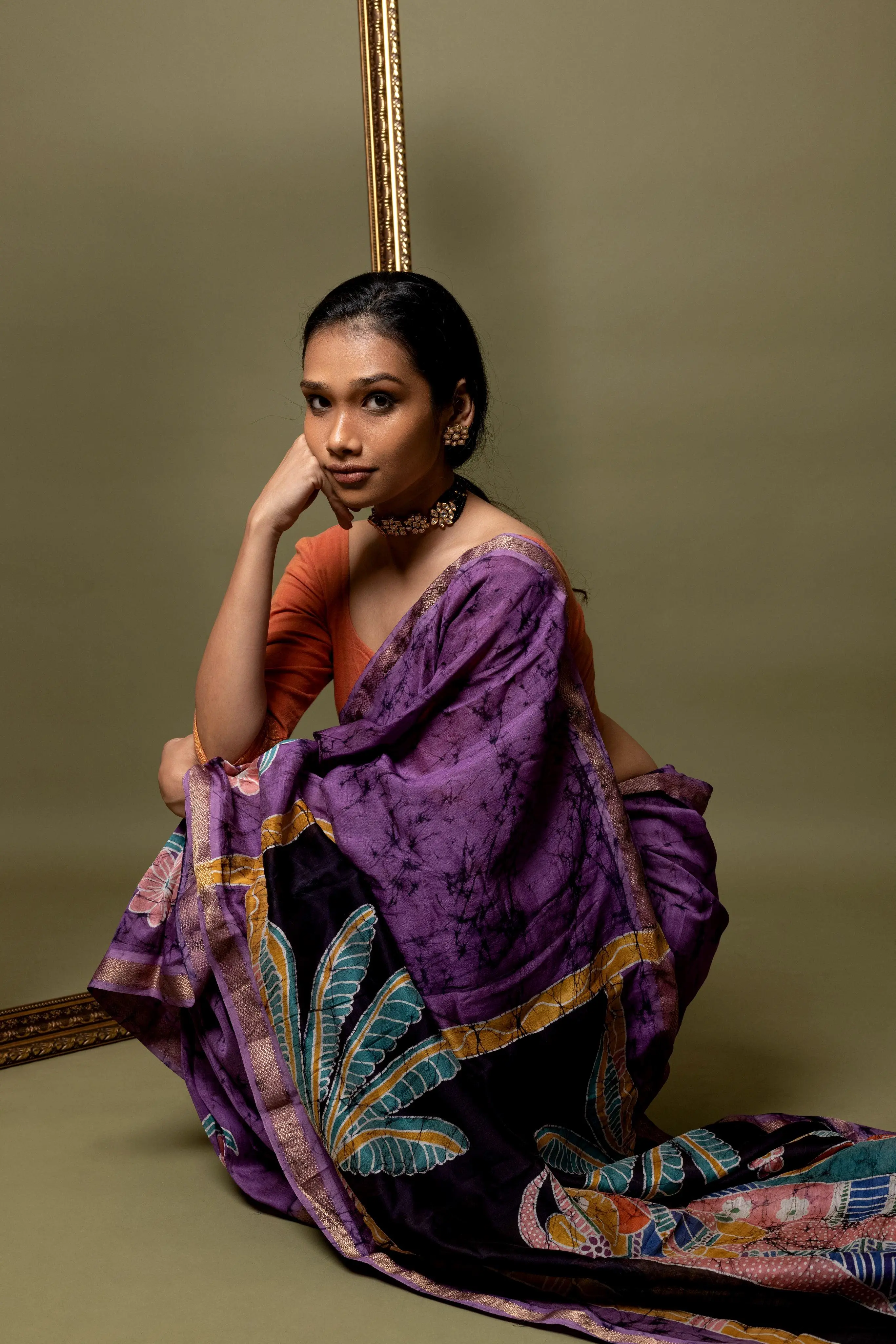 Narmada - Bageecha Batik Phad Maheswari saree